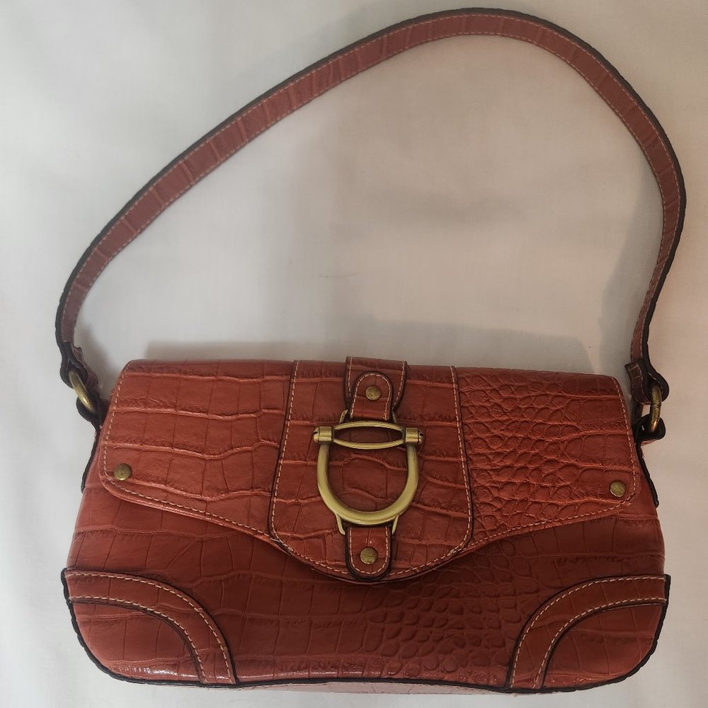 Orange Embossed Faux Leather Mini Bag